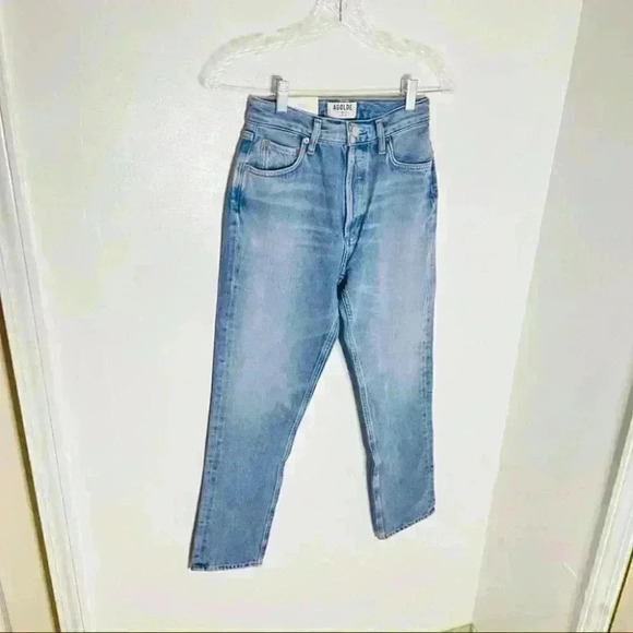 NEW Agolde Remy High Rise Straight Jeans in Collision Wash Preppy Premium Denim - Picture 8 of 9